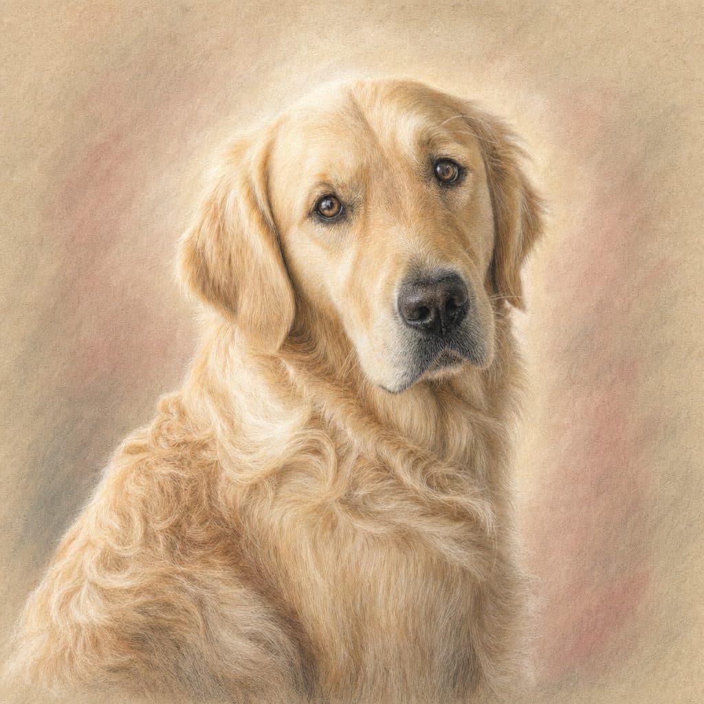 Portrait de chien au pastel doux sur papier sable